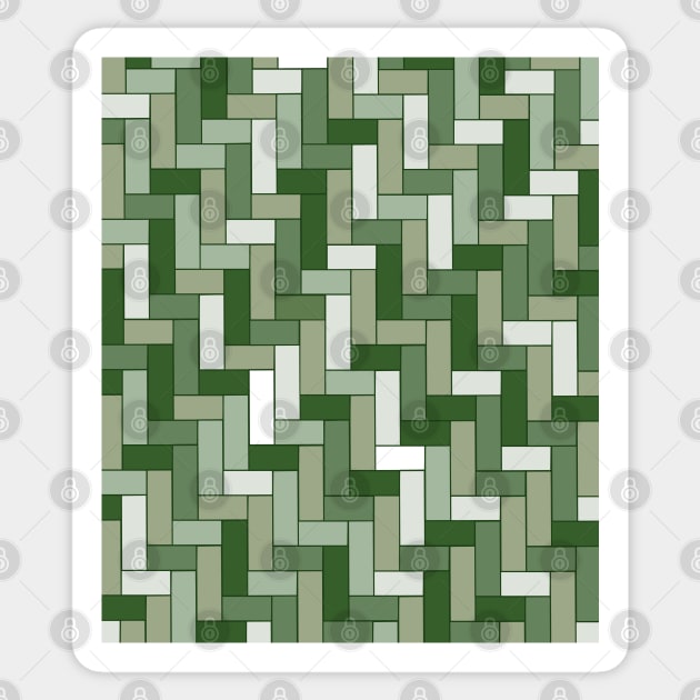 Olive Green Brick Geometric Art Pattern Sticker by OneThreeSix